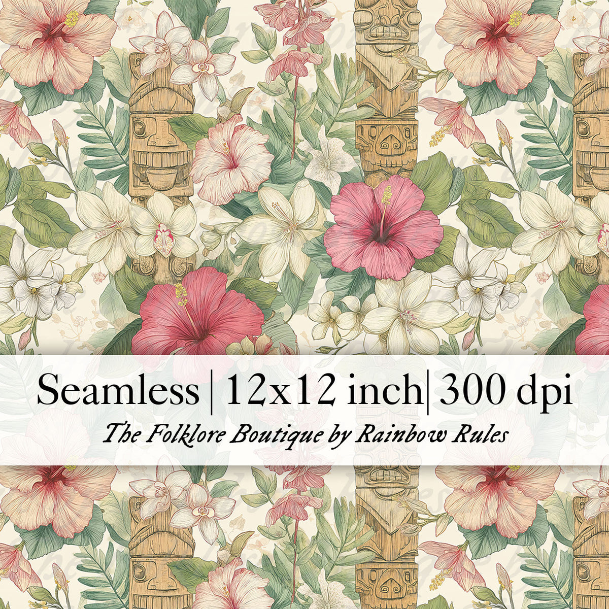 Tropical Tiki Garden - Digital Seamless Pattern