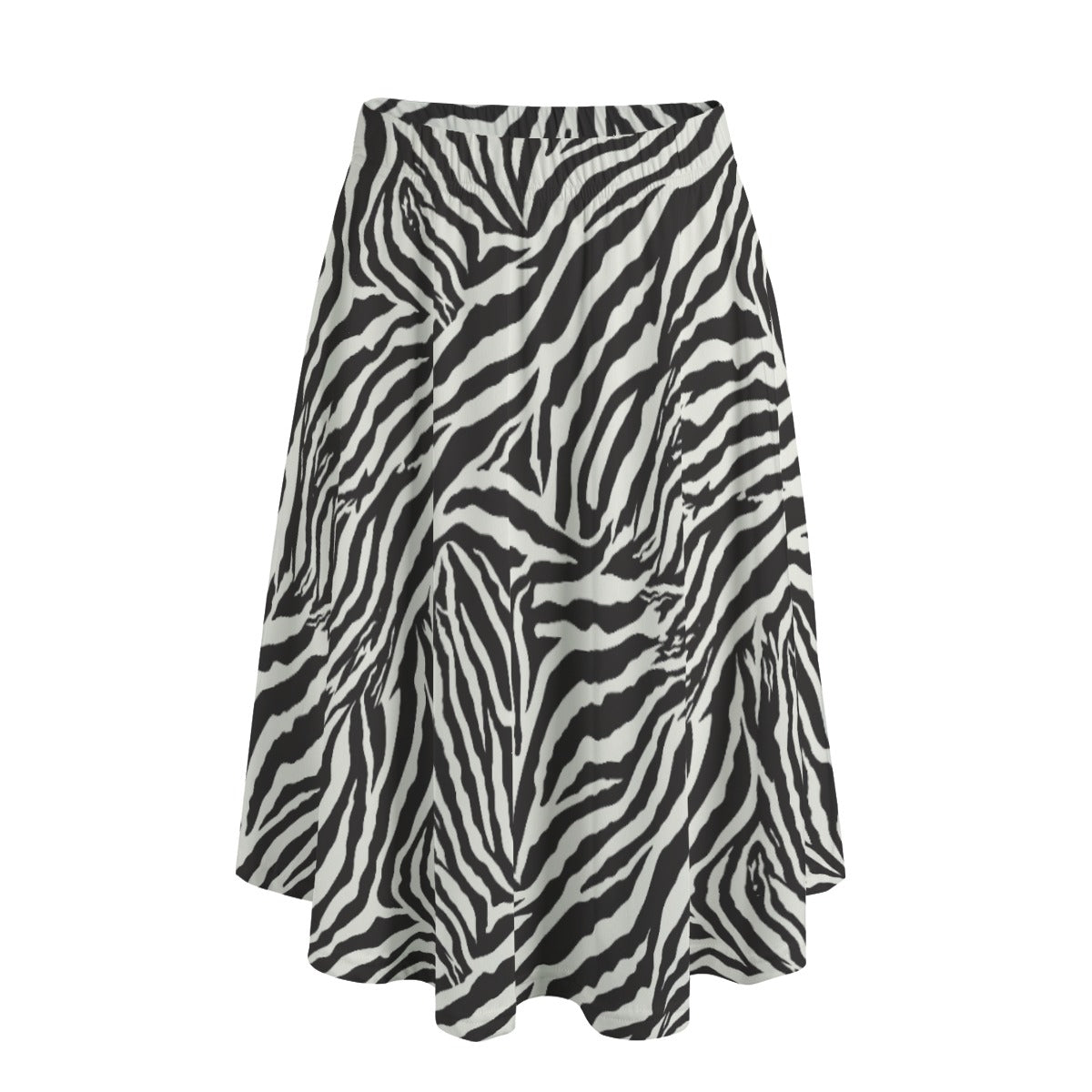 Animal Print - Zebra - Women's Pocket Midi Skirt