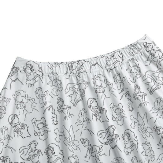 Monochrome Royal Silhouettes - Women's Pocket Midi Skirt