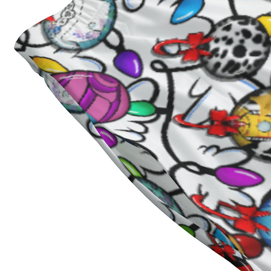 Festive Character Baubles on White - Women's Pocket Midi Skirt