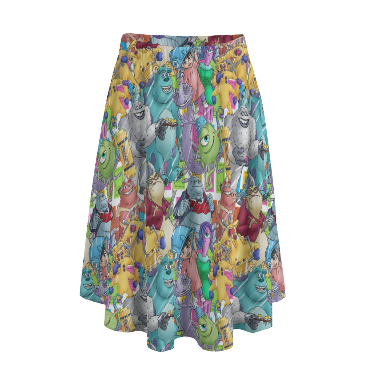 Monster Mayhem Sketched - Women's Pocket Midi Skirt