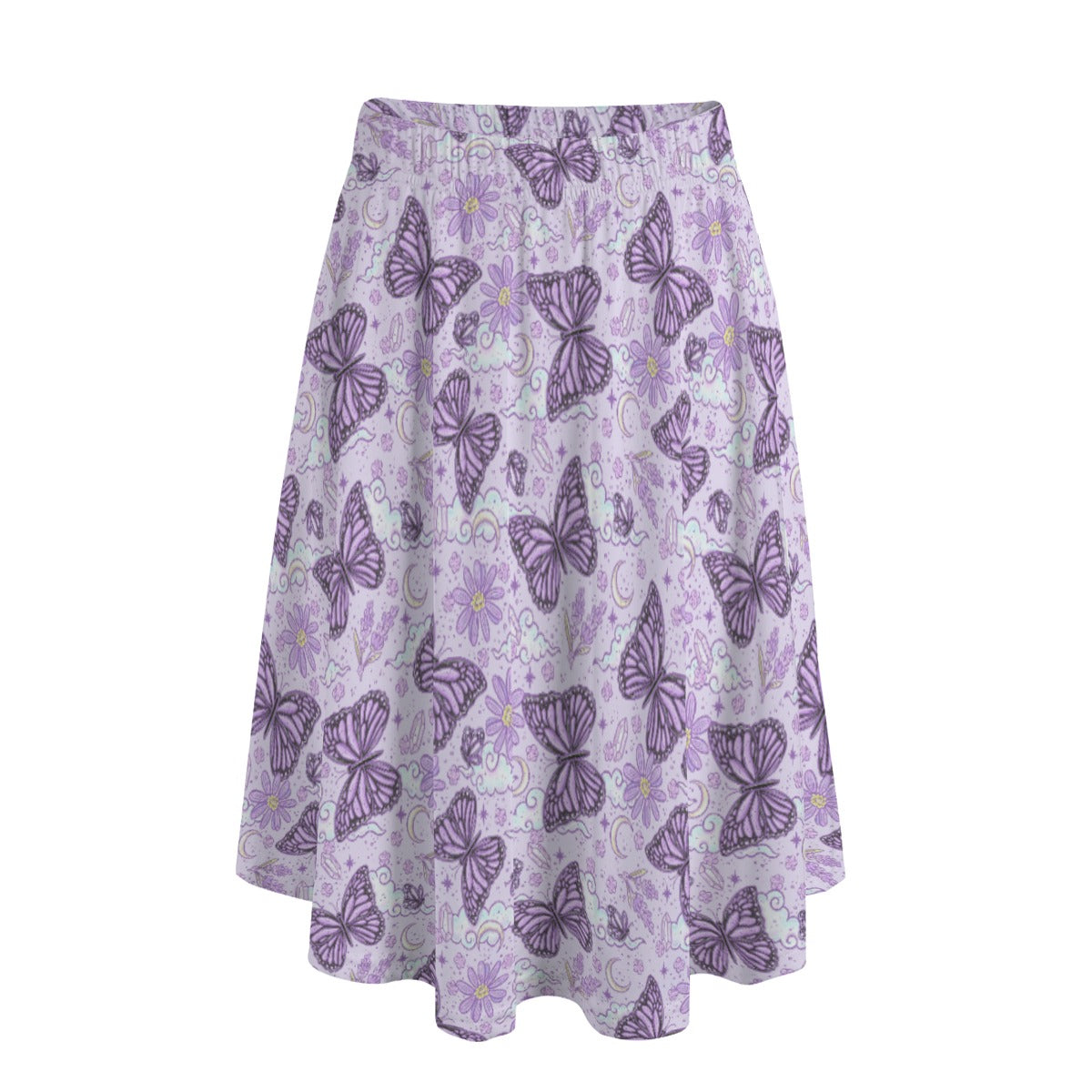 Lavender Butterflies - Women's Pocket Midi Skirt