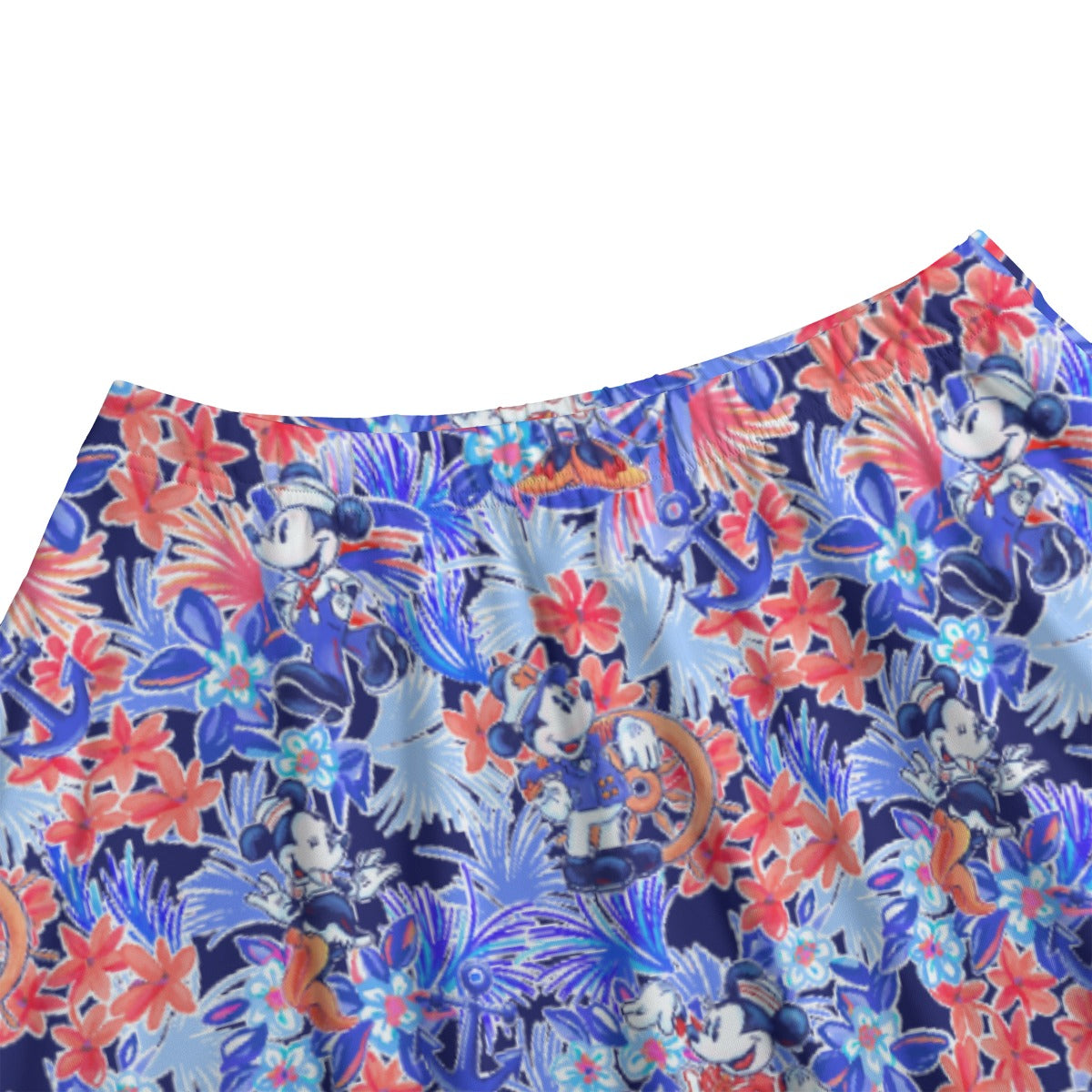 Navy Blooms Cruise - Women's Pocket Midi Skirt