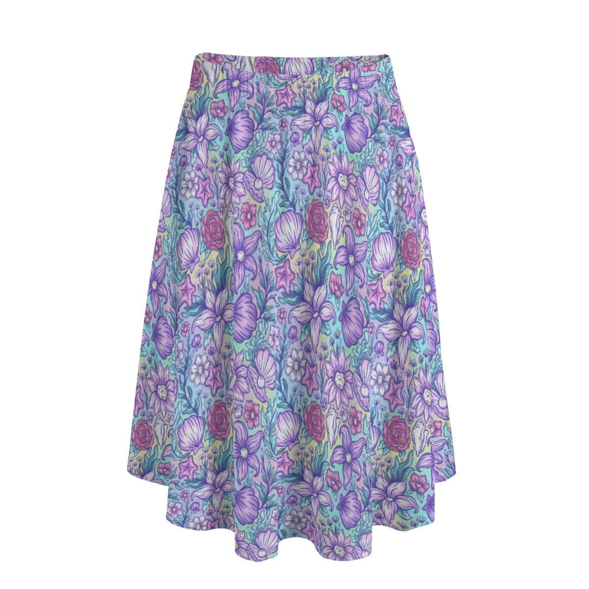 Fairytale Florals – Mermaid Princess - Women's Pocket Midi Skirt
