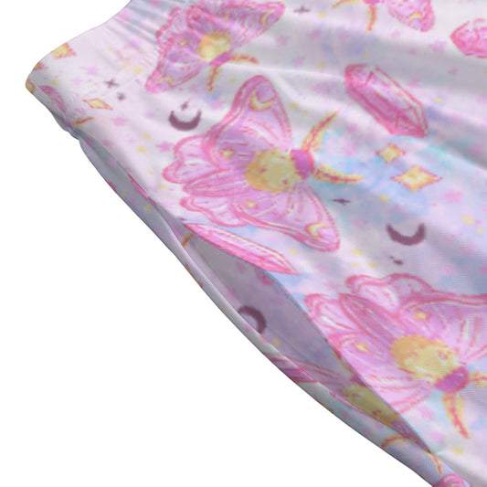 Pink Crystal Lunar Moths - Women's Pocket Midi Skirt