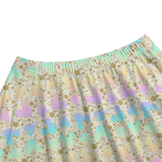 Gold Dot Rainbow Mouse Ears Castle - Women's Pocket Midi Skirt