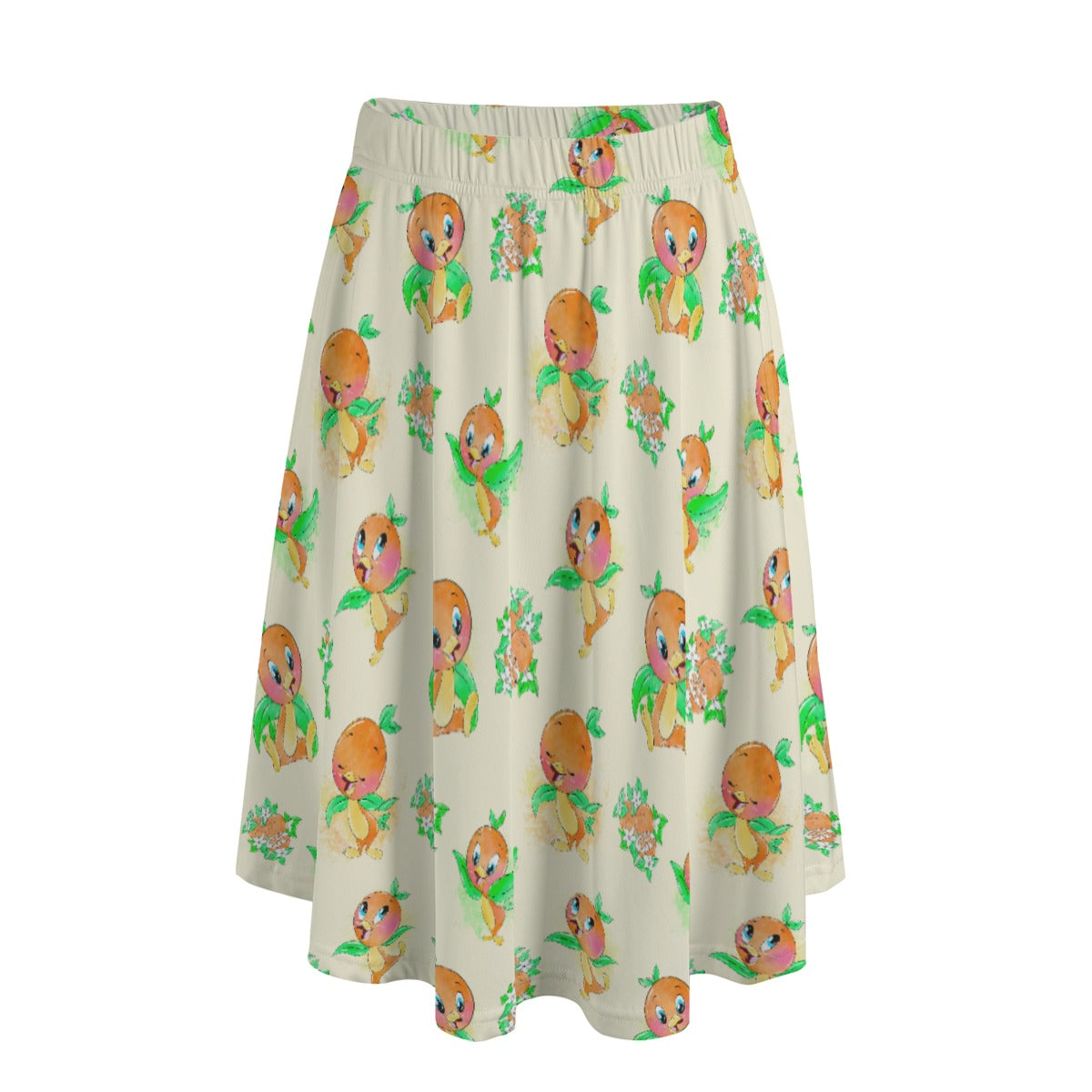 Citrus Charm Bird - Women's Pocket Midi Skirt