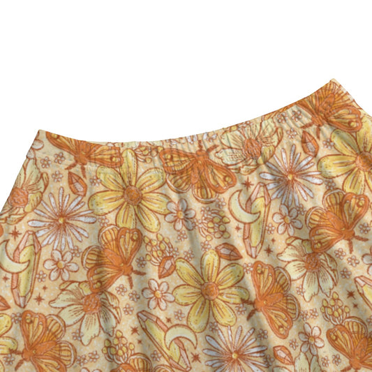 Orange Crystal Moths - Women's Pocket Midi Skirt