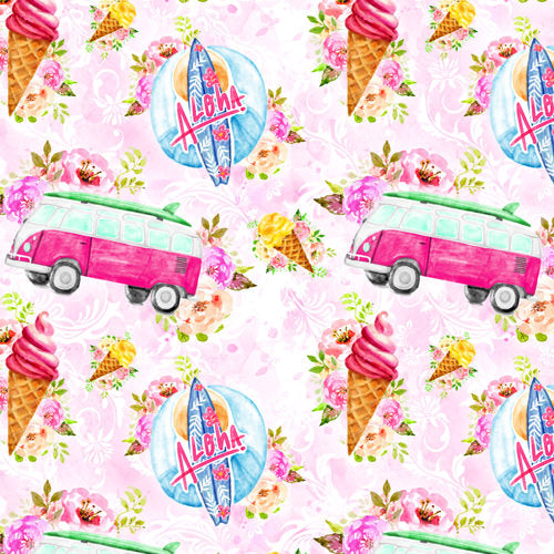 Beach Time Pink Campervan