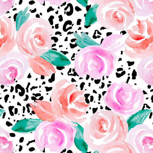 Leopard Watercolor Roses