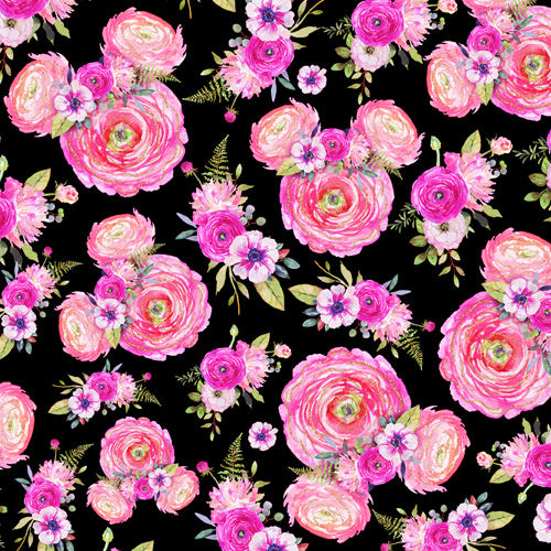 Fuchsia Pink Floral Minnie Ears