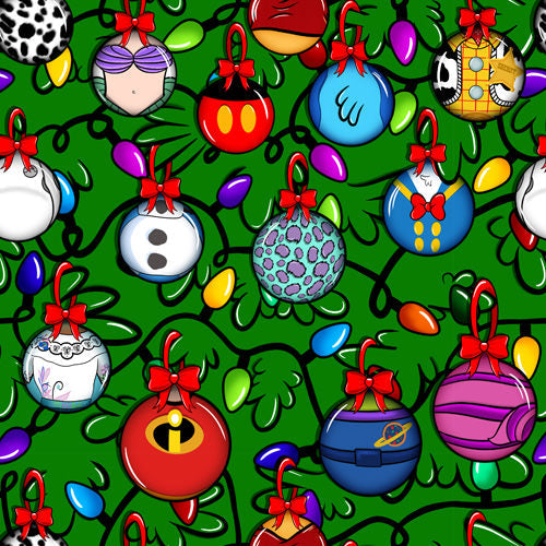 Festive Character Baubles on Green