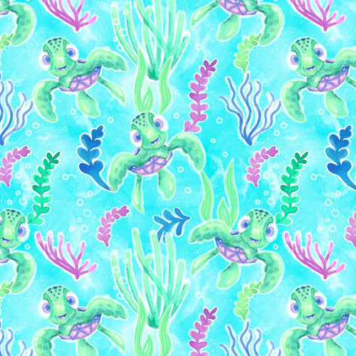 Neon Floral Baby Turtle