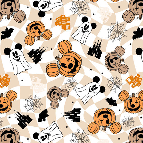 Checkered Halloween Ghosts & Pumpkins