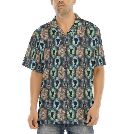 Starry Flight Silhouettes - Men's Hawaiian Button Up Shirt
