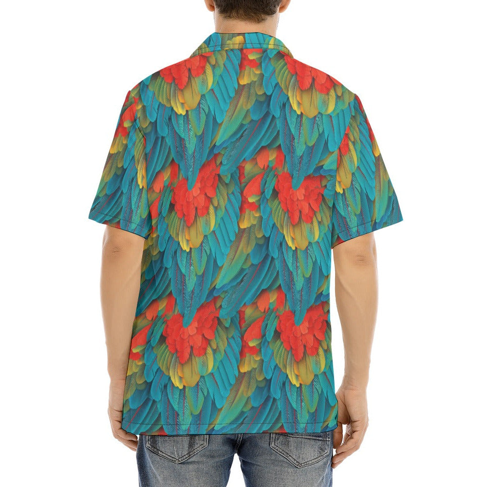 Animal Print - Macaw Parrot - Men's Hawaiian Button Up Shirt