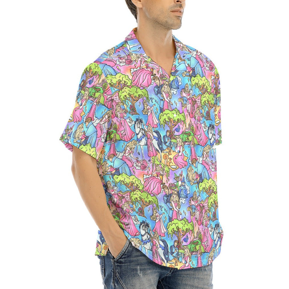 Dreaming Princess Storybook Scenes - Men's Hawaiian Button Up Shirt