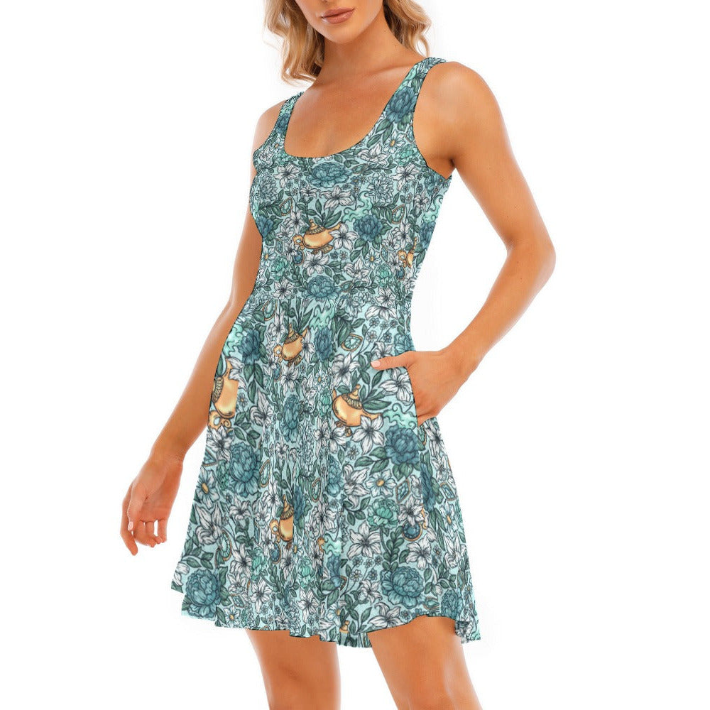 Fairytale Florals - Arabian Princess - Women's Sleeveless Pocket Skater Dress