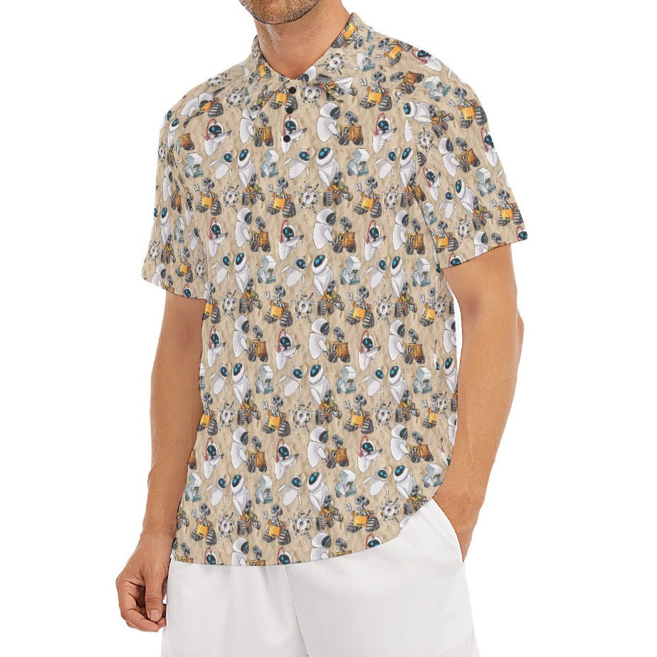 Robot Romance Sketched - Men's Polo Shirt