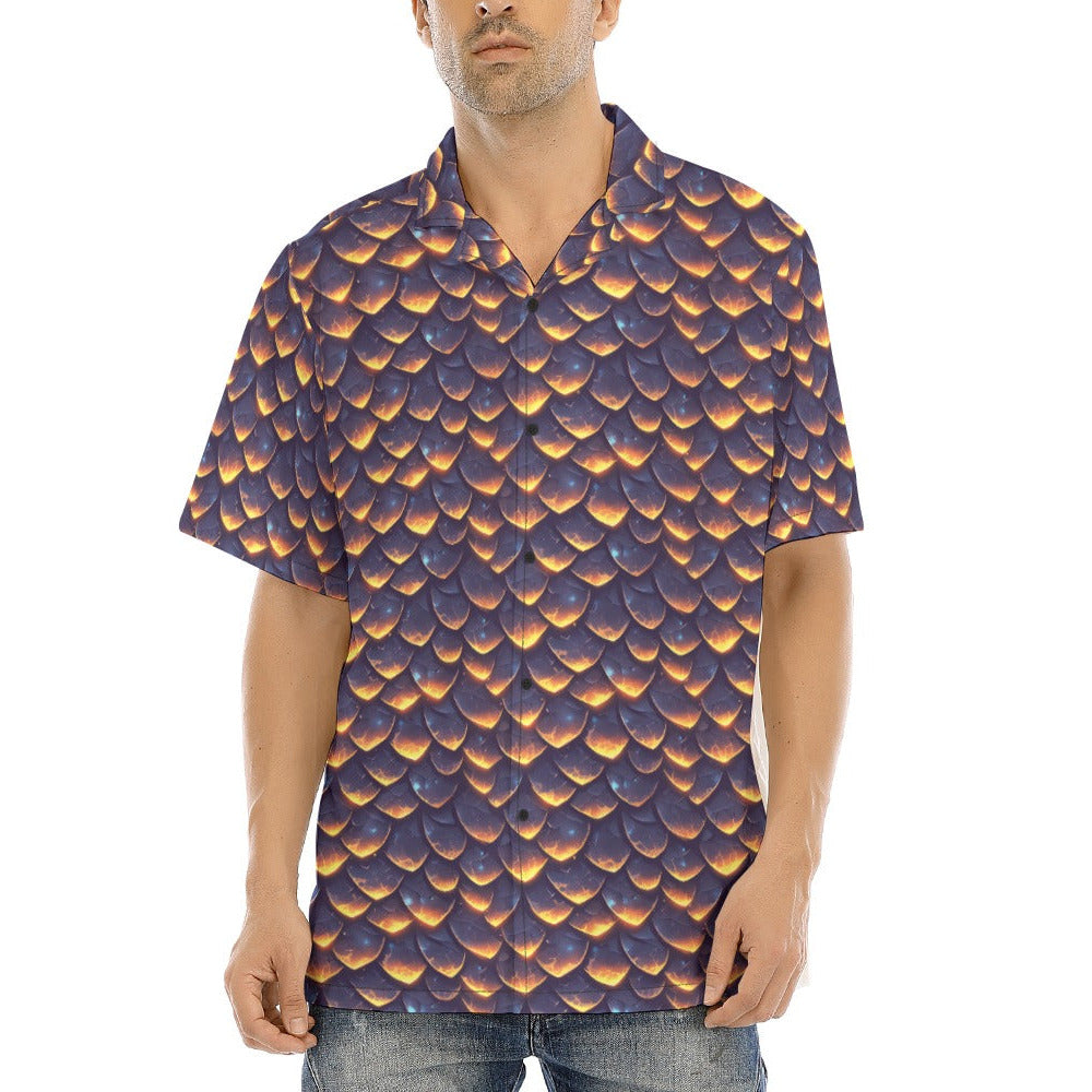 Animal Print - Dragon - Men's Hawaiian Button Up Shirt