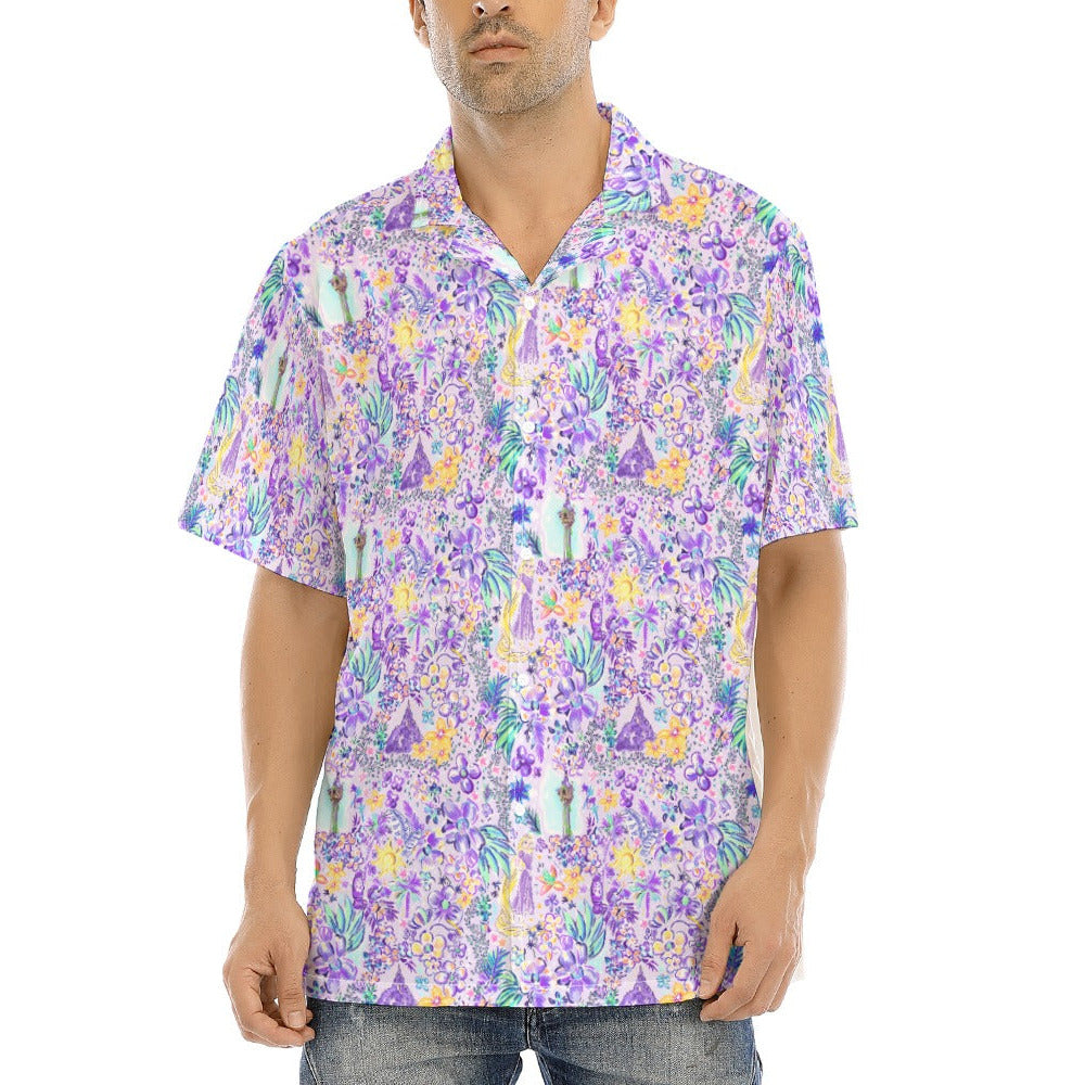 Bright Tropical Princess - Tower Light Festival - Men's Hawaiian Button Up Shirt