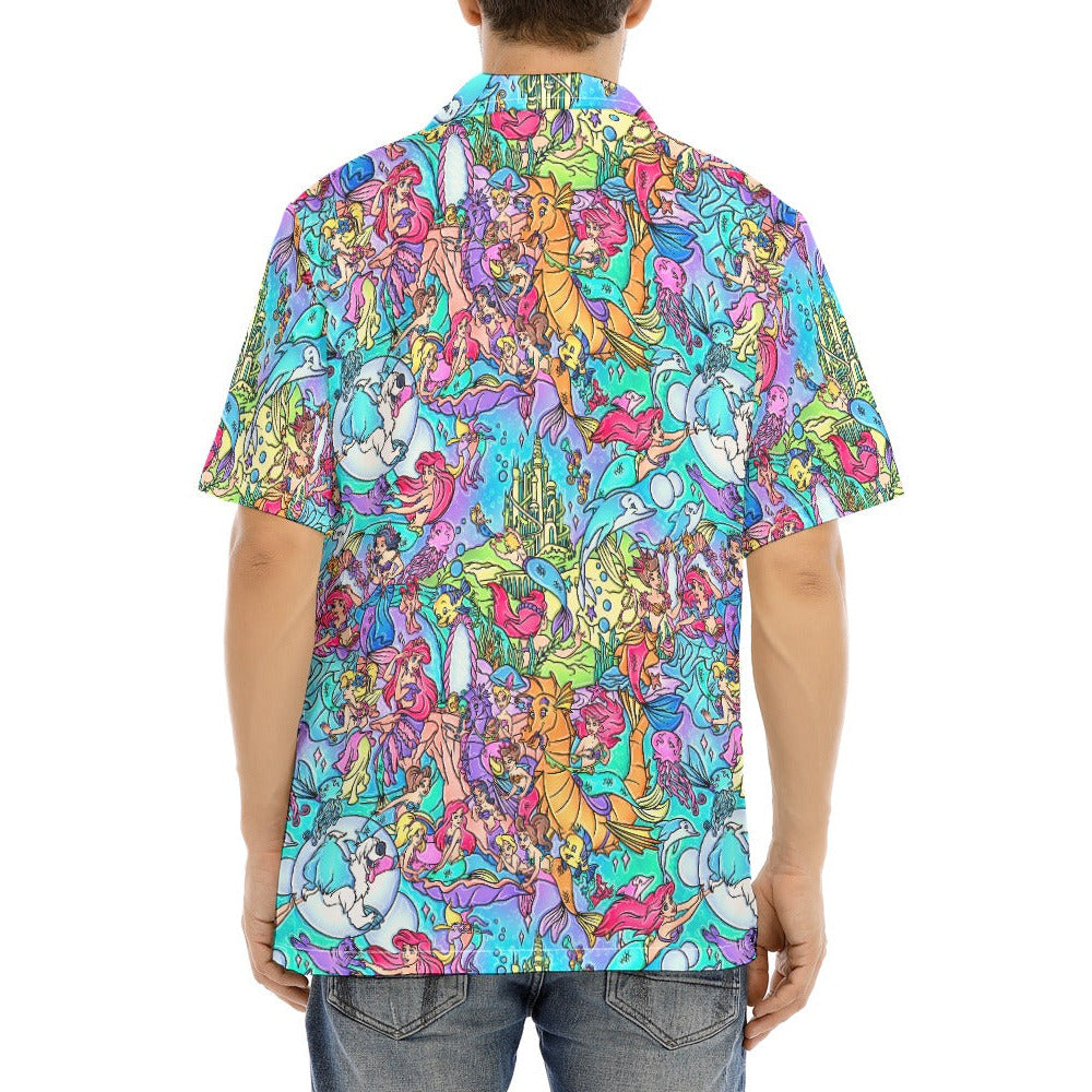 Under the Sea Storybook Scenes - Men's Hawaiian Button Up Shirt