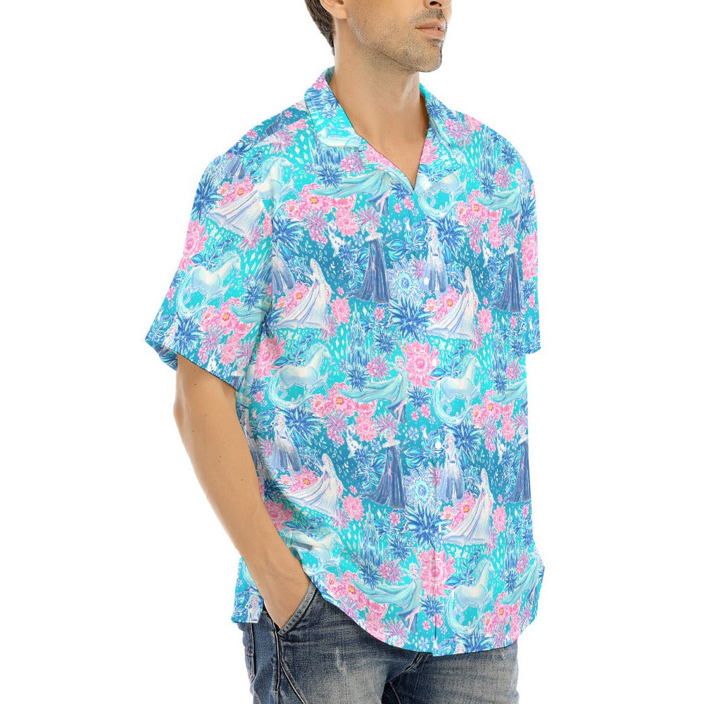 Ice Queen Frosted Florals - Men's Hawaiian Button Up Shirt