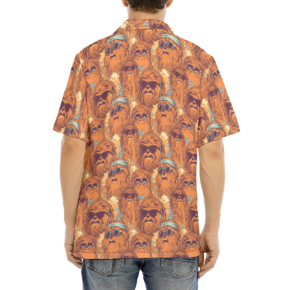 Retro Furry Friend Summer Vibes - Men's Hawaiian Button Up Shirt