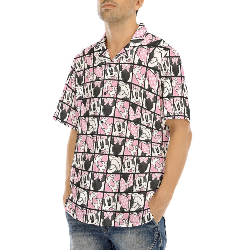 Mouse Bow Block Party - Men's Hawaiian Button Up Shirt