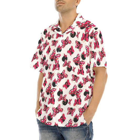 Polka Dot Bows & Mouse Ears - Men's Hawaiian Button Up Shirt