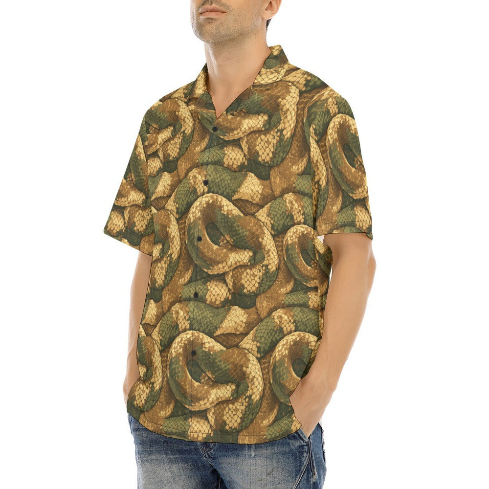 Animal Print - Snake - Men's Hawaiian Button Up Shirt