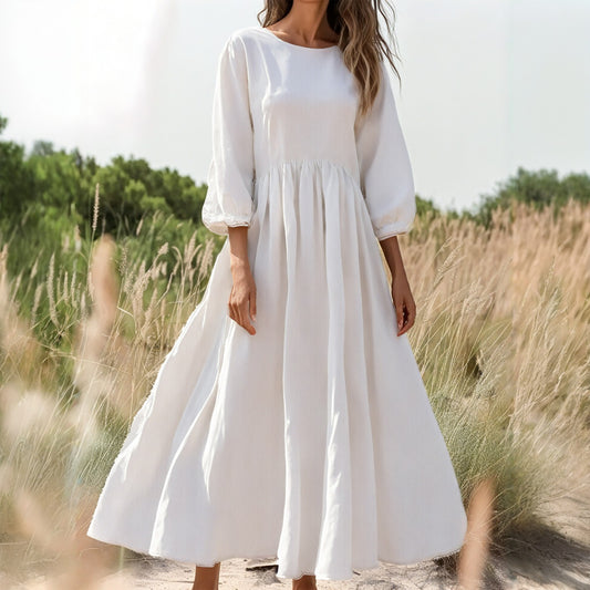 Pick Any Print from our Shop - Women's Textured Puff Sleeve Maxi Dress