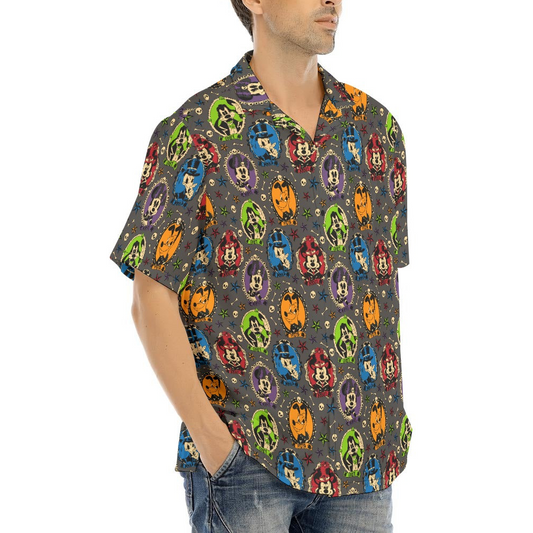 Gothic Halloween Cameos - Men's Hawaiian Button Up Shirt