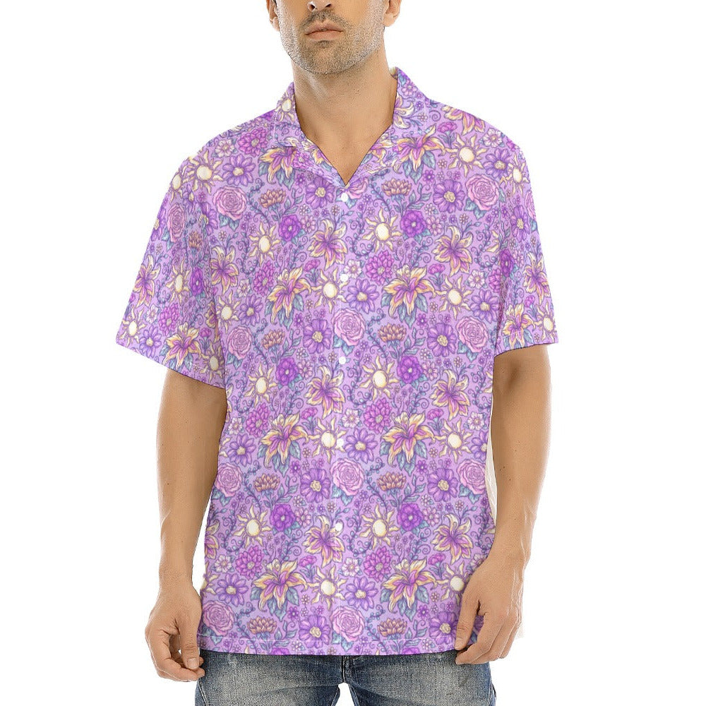 Fairytale Florals – Radiant Sunlight - Men's Hawaiian Button Up Shirt