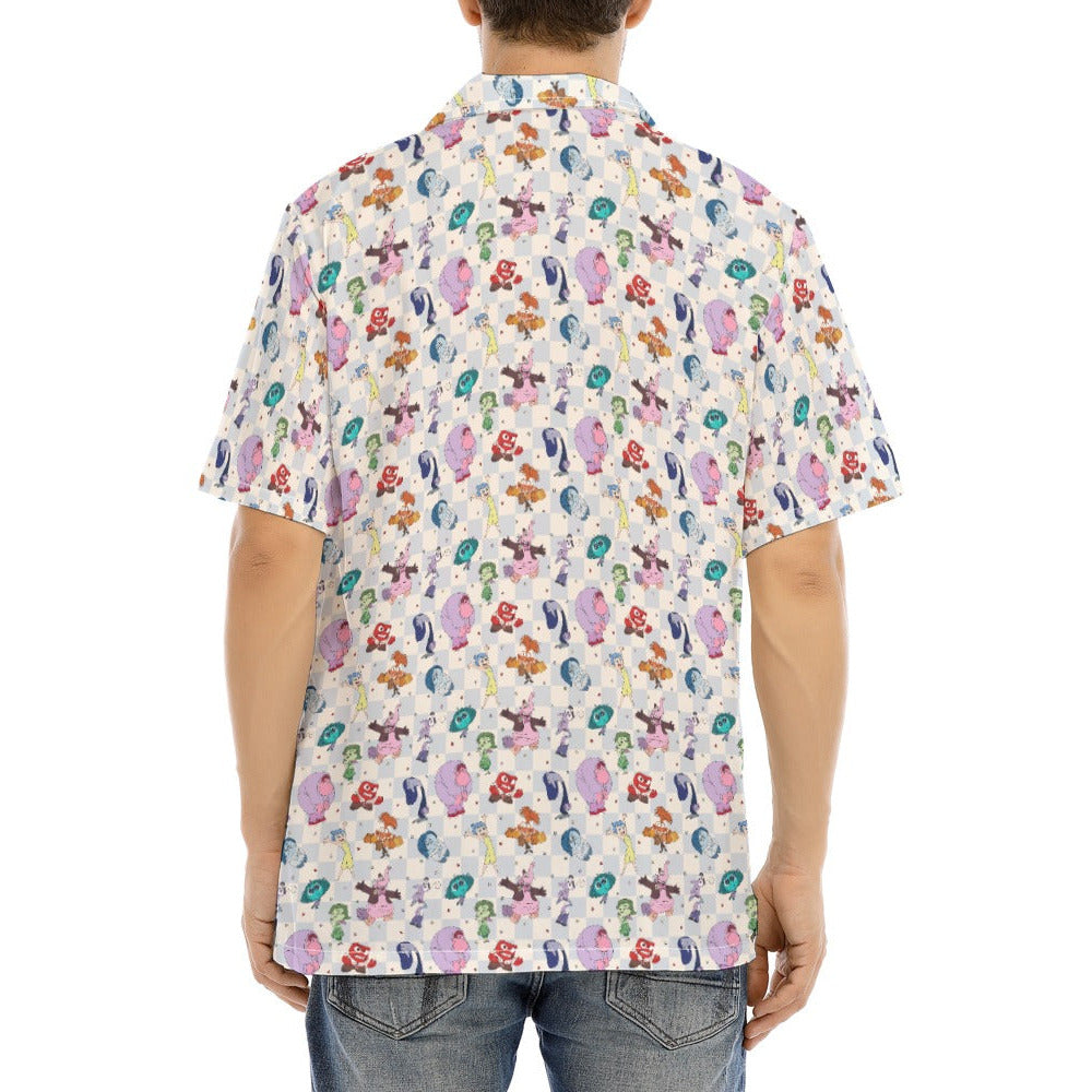 Blue Check Emotional Spectrum - Men's Hawaiian Button Up Shirt