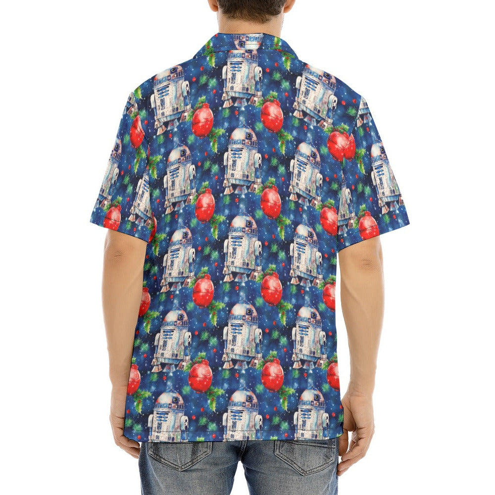 Little Blue Christmas Droid - Men's Hawaiian Button Up Shirt