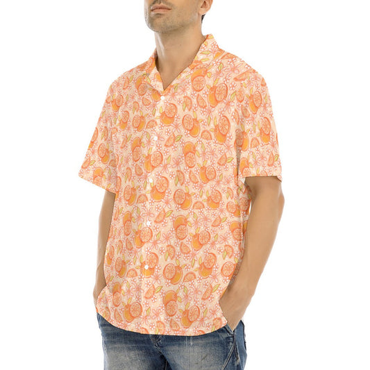 Summer Fruits - Oranges - Men's Hawaiian Button Up Shirt