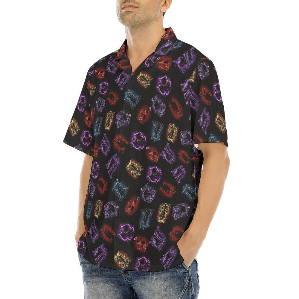 Villain Silhouettes Sparkle - Men's Hawaiian Button Up Shirt