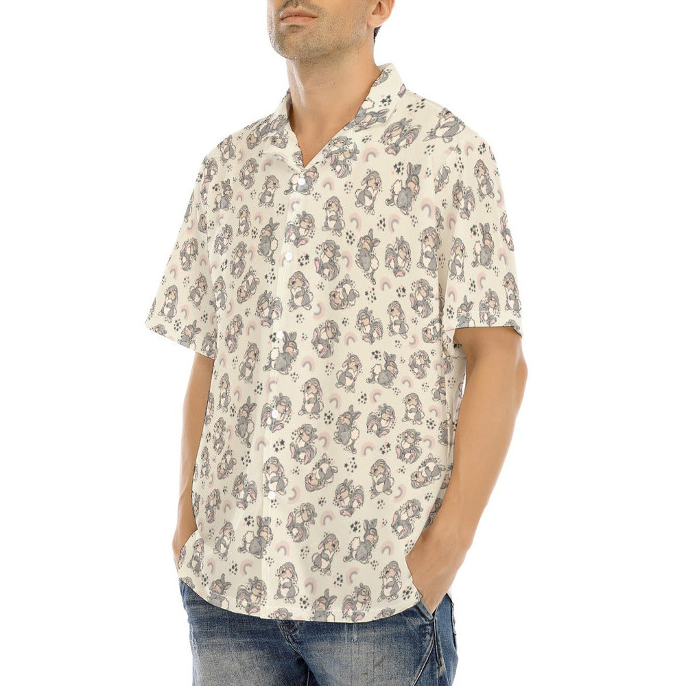Bouncy Bunny Bliss - Men's Hawaiian Button Up Shirt