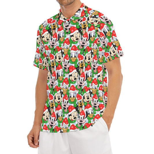 Mouse Friends in Santa Hats - Men's Polo Shirt