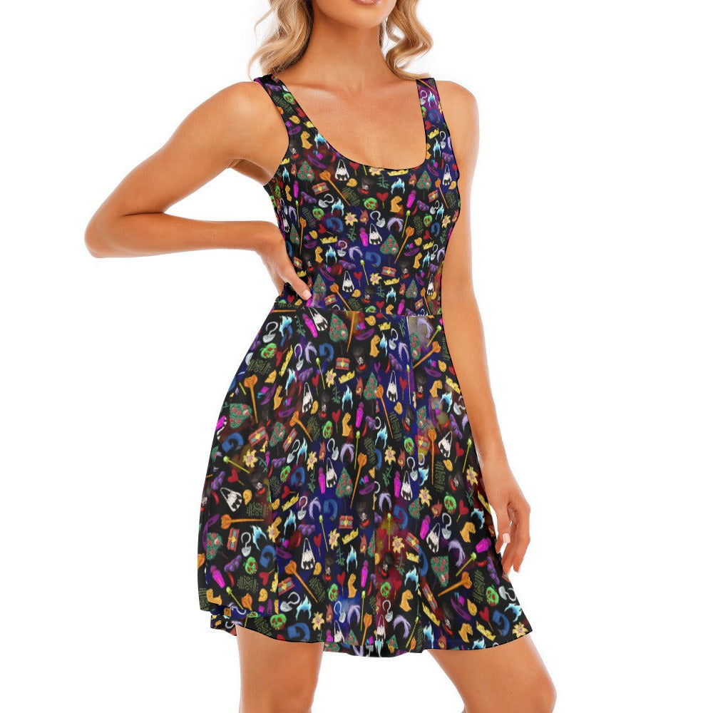 Villainous Icons Collage - Women's Sleeveless Pocket Skater Dress