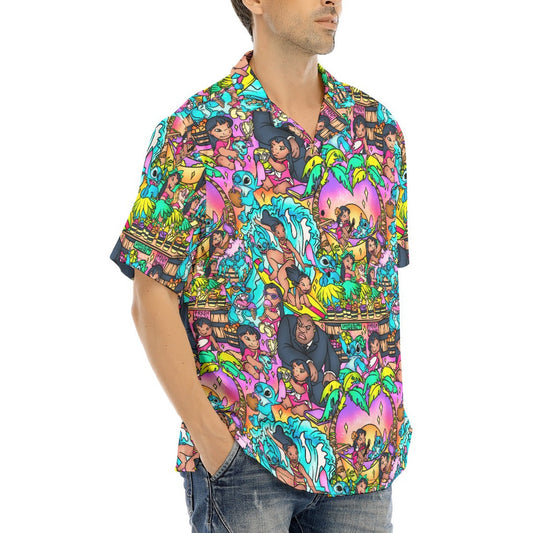 Ohana Island Storybook Scenes - Men's Hawaiian Button Up Shirt