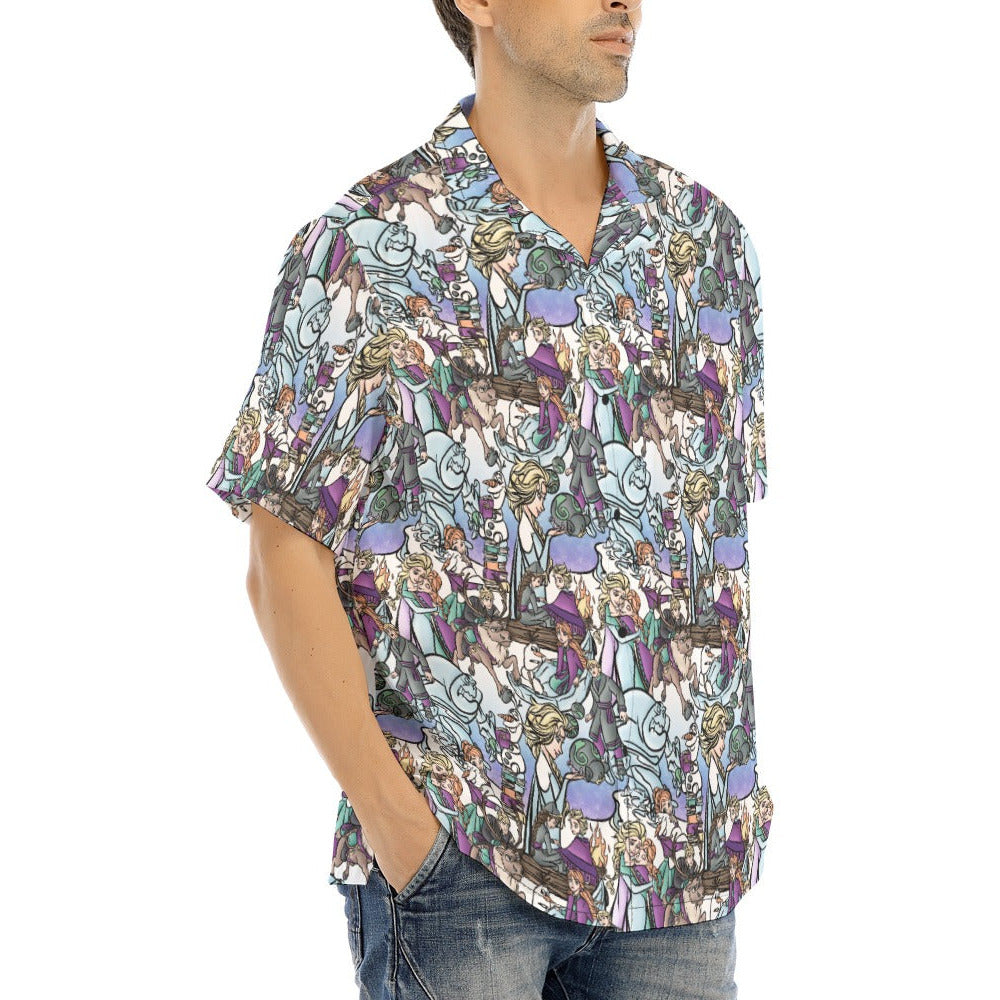 Enchanted Winter Journey - Men's Hawaiian Button Up Shirt