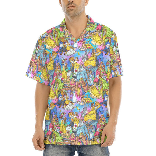 Enchanted Tale Storybook Scenes - Men's Hawaiian Button Up Shirt