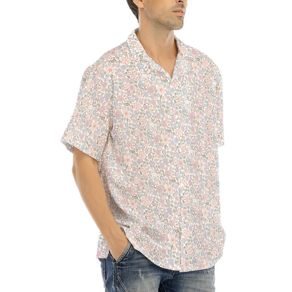 Springtime Kitten Garden Elegance - Men's Hawaiian Button Up Shirt