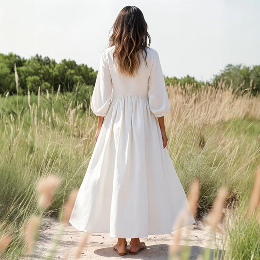 Pick Any Print from our Shop - Women's Textured Puff Sleeve Maxi Dress