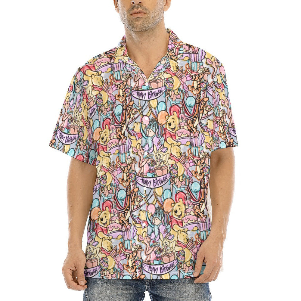 Birthday Bash in the Woods - Men's Hawaiian Button Up Shirt