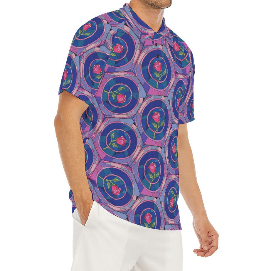 Enchanted Rose Stained Glass - Men's Polo Shirt