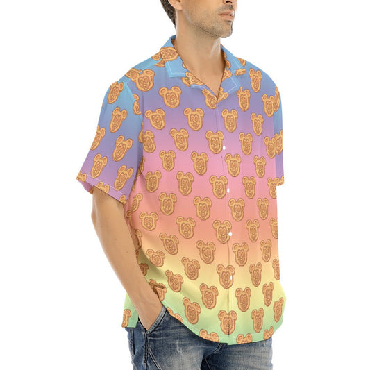 Rainbow Mouse Waffles - Men's Hawaiian Button Up Shirt