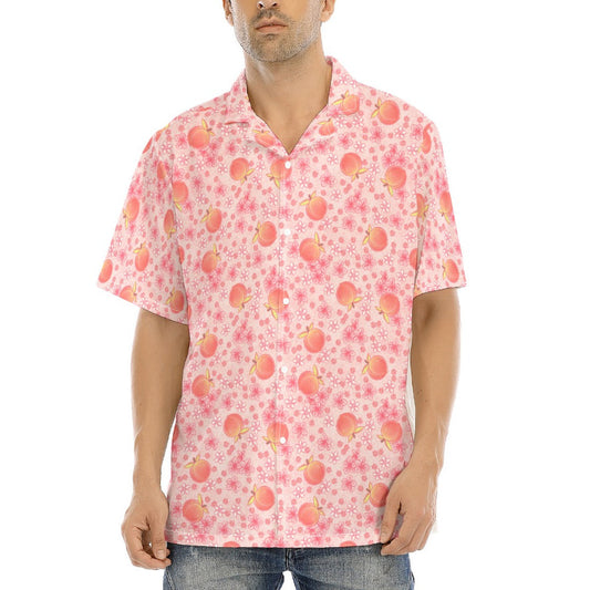 Summer Fruits - Peaches - Men's Hawaiian Button Up Shirt